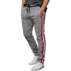 Men's Plaid Joggers with Red Accents Skinny Fit NWT